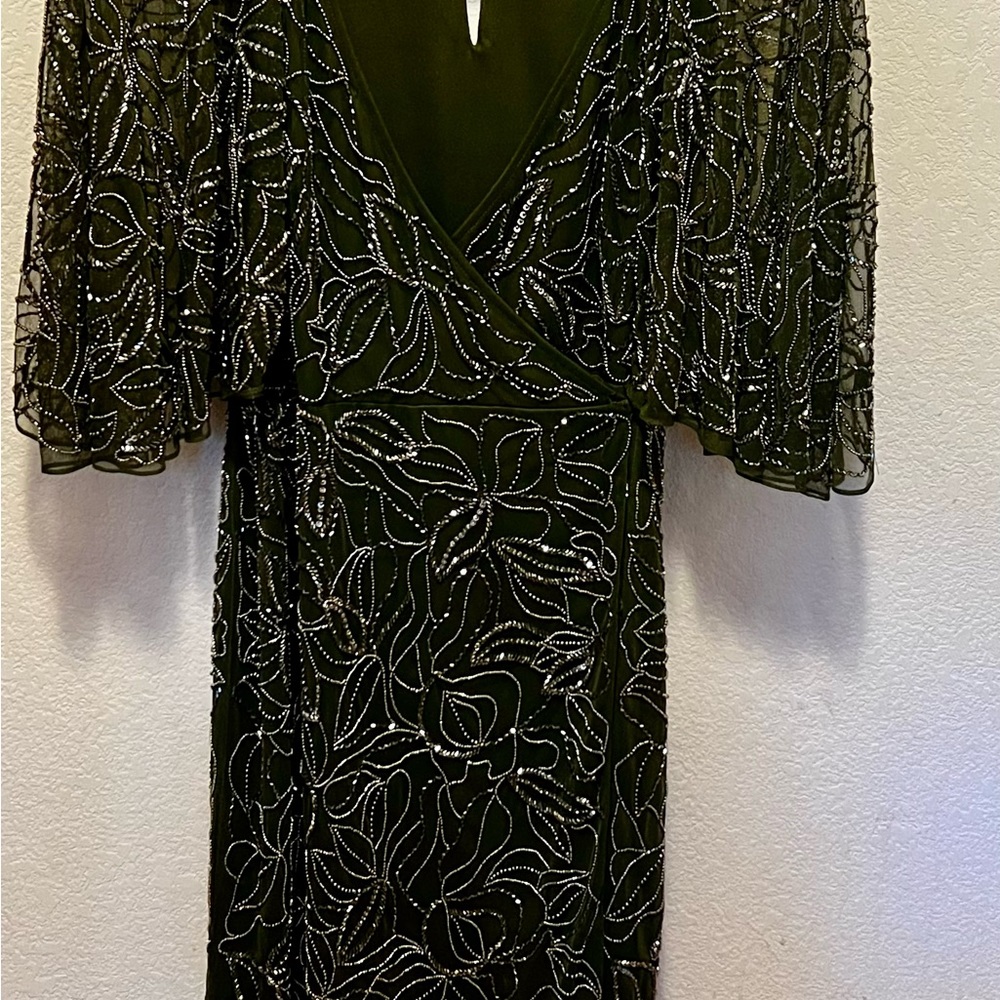 BLHDN Hannon Beaded Wrap Dress MTOB or MTOG Olive size 8
